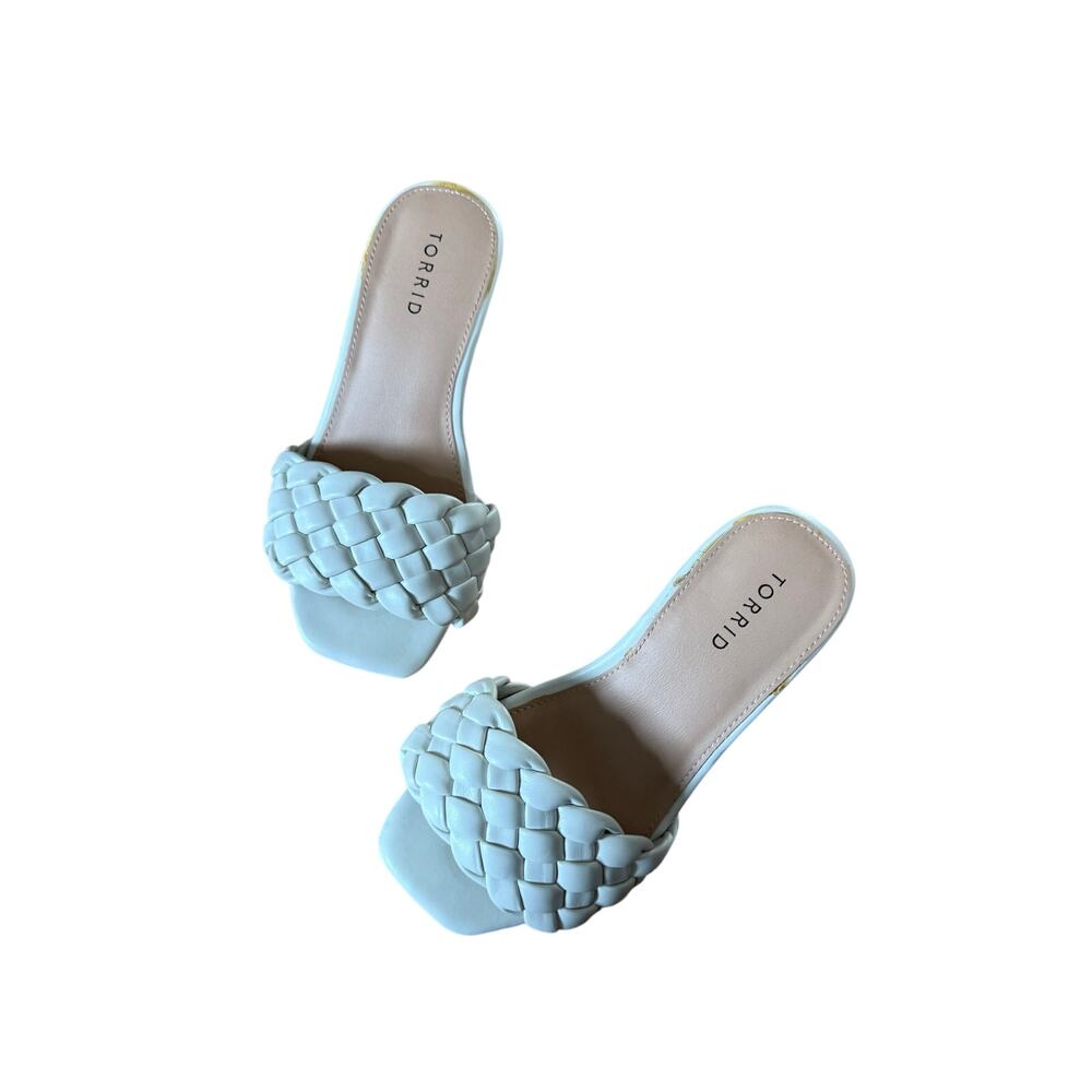 Torrid white braided heel sandals‎ WW